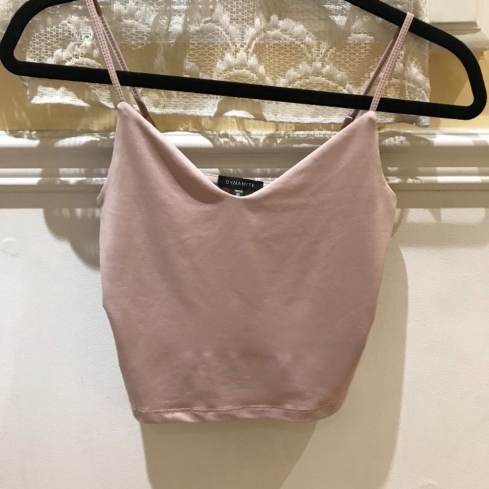 Dynamite Sienna Crop Top with Adjustable Straps in Shadow Grey Pink - Size XS